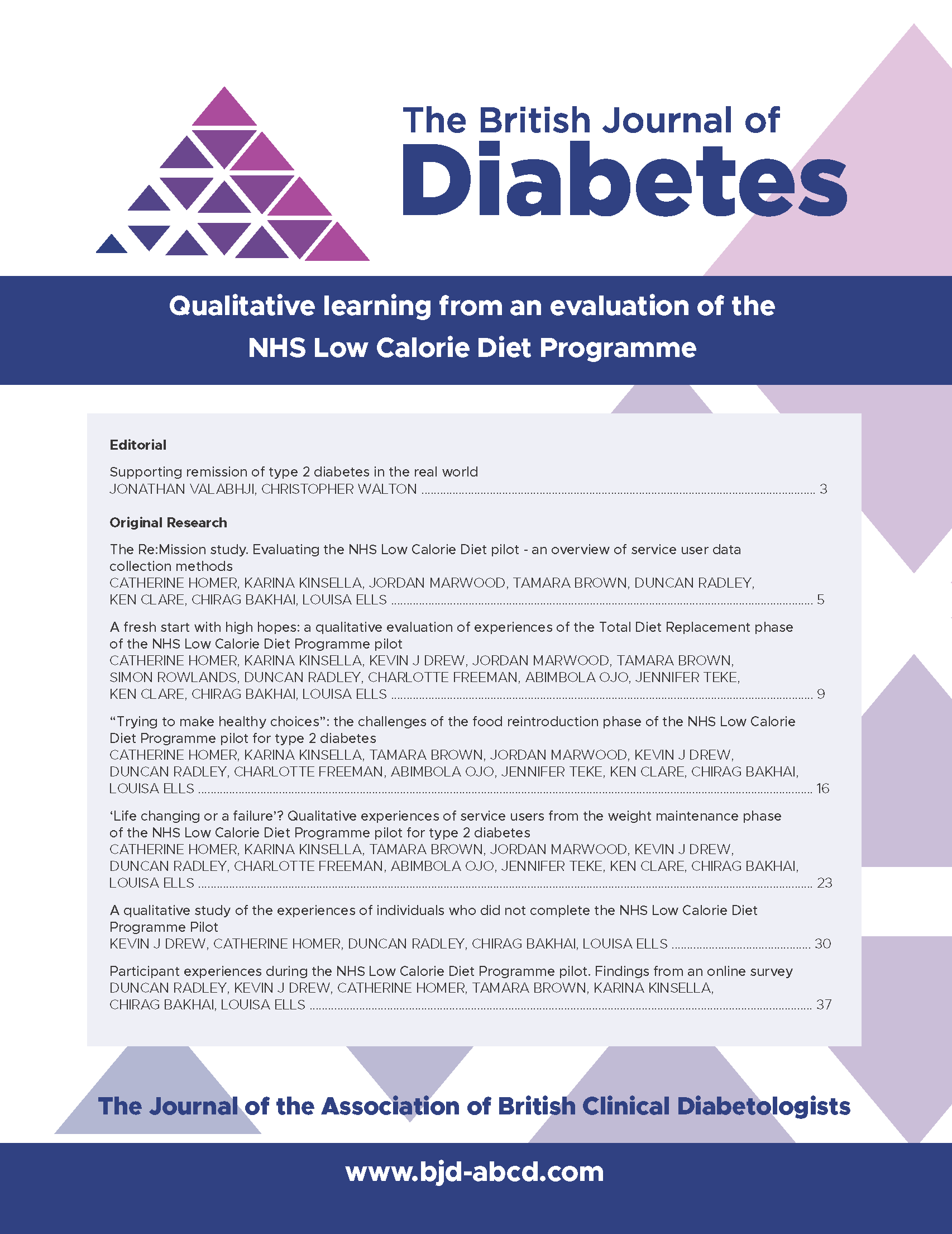 					View Online First: Qualitative learning from an evaluation of the NHS Low Calorie Diet Programme
				